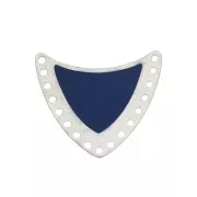 Multi-hole spacer with epoxy resin 25x27mm Silver Tone/Night Blue x1