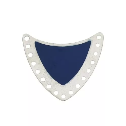 Multi-hole spacer with epoxy resin 25x27mm Silver Tone/Night Blue x1