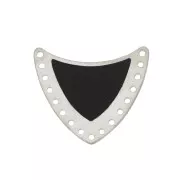 Multi-hole spacer with epoxy resin 25x27mm Silver Tone/Black x1