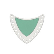 Multi-hole spacer with epoxy resin 25x27mm Silver Tone/Mint x1