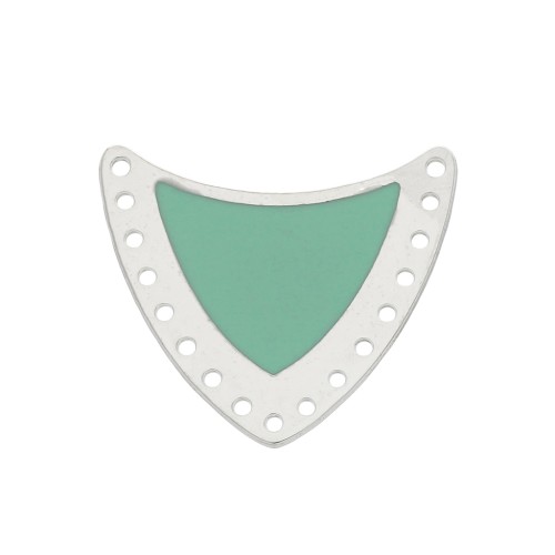 Multi-hole spacer with epoxy resin 25x27mm Silver Tone/Mint x1