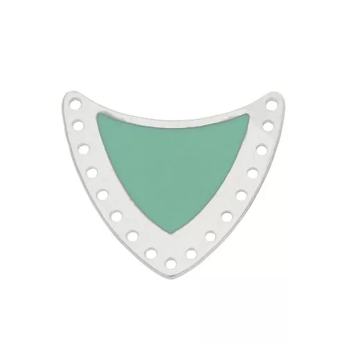 Multi-hole spacer with epoxy resin 25x27mm Silver Tone/Mint x1