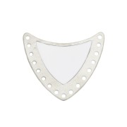 Multi-hole spacer with epoxy resin 25x27mm Silver Tone/White x1