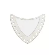 Multi-hole spacer with epoxy resin 25x27mm Silver Tone/White x1