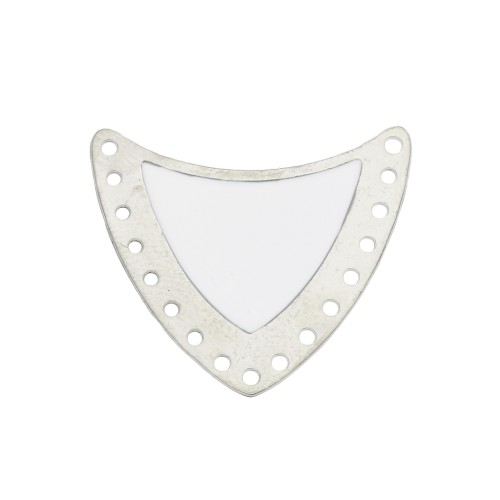 Multi-hole spacer with epoxy resin 25x27mm Silver Tone/White x1