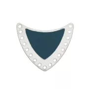 Multi-hole spacer with epoxy resin 25x27mm Silver Tone/Ptrol Blue x1