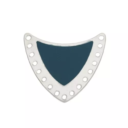 Multi-hole spacer with epoxy resin 25x27mm Silver Tone/Ptrol Blue x1