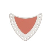 Multi-hole spacer with epoxy resin 25x27mm Silver Tone/Pink x1
