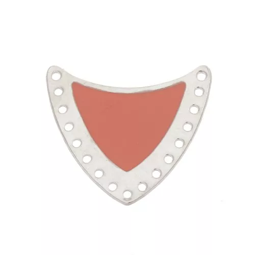 Multi-hole spacer with epoxy resin 25x27mm Silver Tone/Pink x1