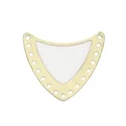 Multi-hole spacer with epoxy resin 25x27mm Gold Tone/White x1