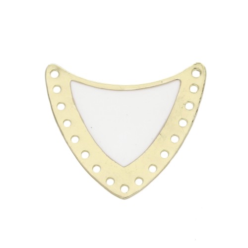 Multi-hole spacer with epoxy resin 25x27mm Gold Tone/White x1