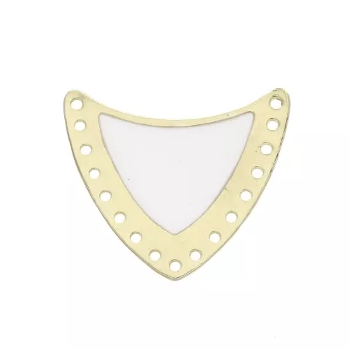 Multi-hole spacer with epoxy resin 25x27mm Gold Tone/White x1