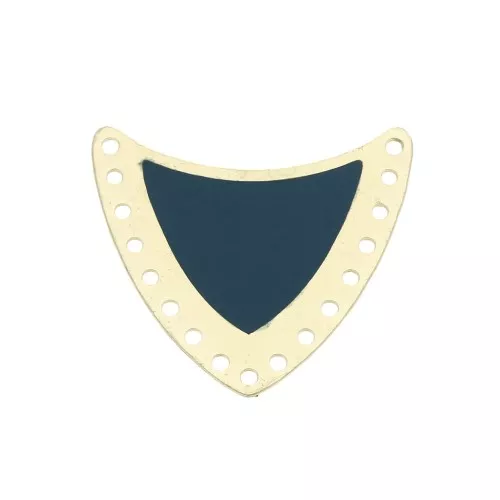 Multi-hole spacer with epoxy resin 25x27mm Gold Tone/Petrol Blue x1