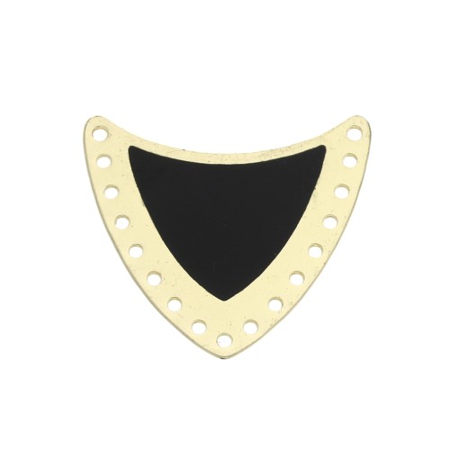 Multi-hole spacer with epoxy resin 25x27mm Gold Tone/Black x1