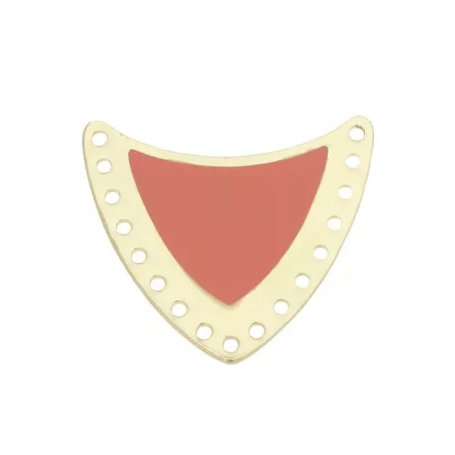 Multi-hole spacer with epoxy resin 25x27mm Gold Tone/Pink x1