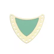 Multi-hole spacer with epoxy resin 25x27mm Gold Tone/Mint x1