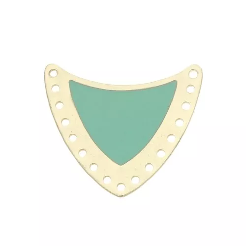Multi-hole spacer with epoxy resin 25x27mm Gold Tone/Mint x1