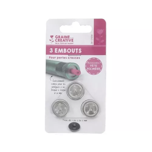Set of 3 tips for extruder or screw syringe for hollow beads 1/2/3 mm x1