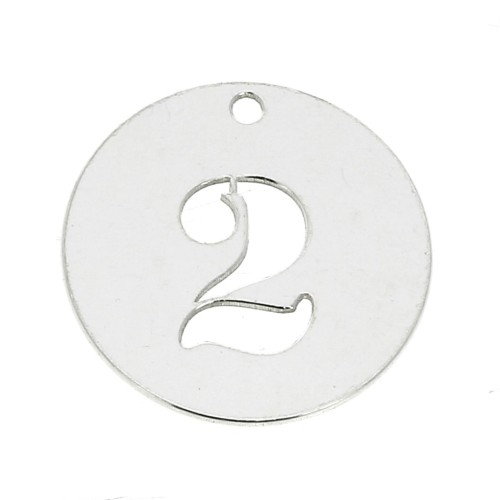 925 Sterling silver charm - Number 2 - 12 mm x1