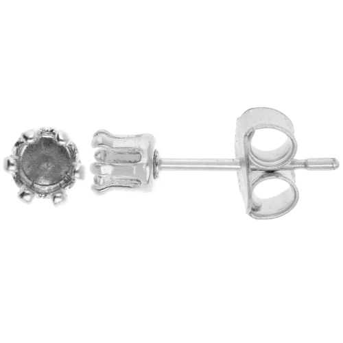 Cabochon earstuds 3 mm - 925 Sterling Silver x2