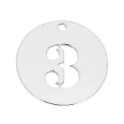 925 Sterling silver charm - Number 3 - 12 mm x1