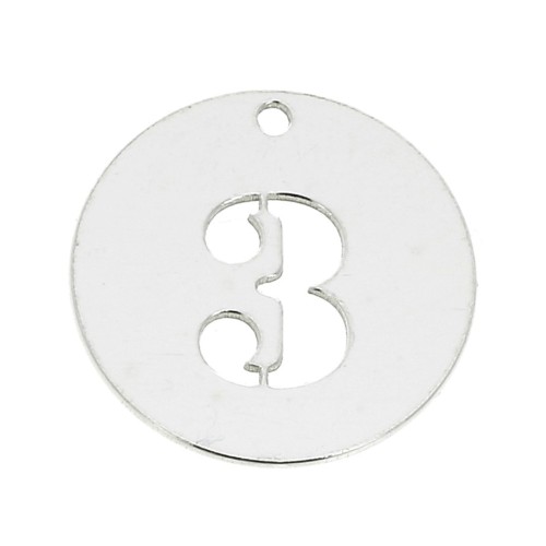 925 Sterling silver charm - Number 3 - 12 mm x1