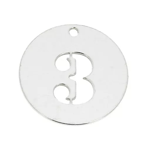 925 Sterling silver charm - Number 3 - 12 mm x1