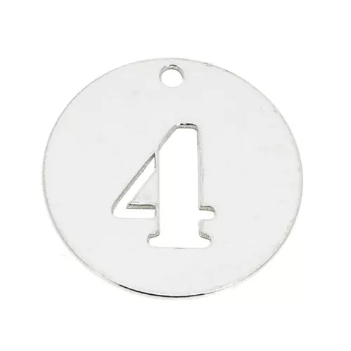 925 Sterling silver charm - Number 4 - 12 mm x1