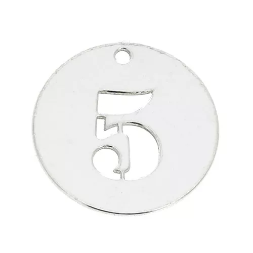925 Sterling silver charm - Number 5 - 12 mm x1