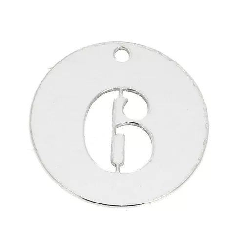 925 Sterling silver charm - Number 6 - 12 mm x1