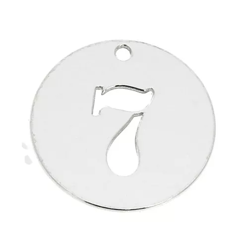 925 Sterling silver charm - Number 7 - 12 mm x1