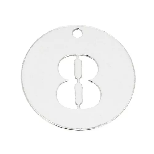 925 Sterling silver charm - Number 8 - 12 mm x1