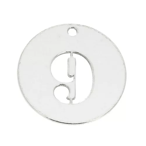 925 Sterling silver charm - Number 9 - 12 mm x1