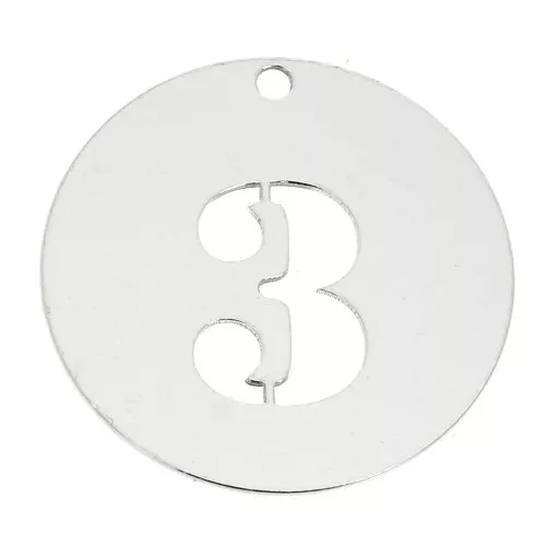 925 Sterling silver charm - Number 3 - 20 mm x1