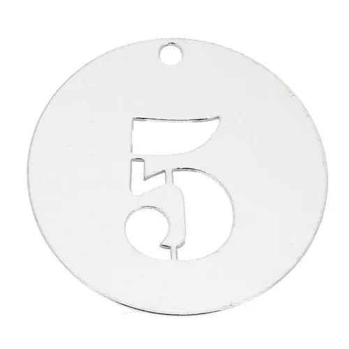 925 Sterling silver charm - Number 5 - 20 mm x1