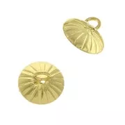 Striated bead cup - Pendant Holder - welded loop - 10 mm fine Gold plated x1
