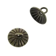 Striated bead cup - Pendant Holder - welded loop - 10 mm Bronze Tone x1