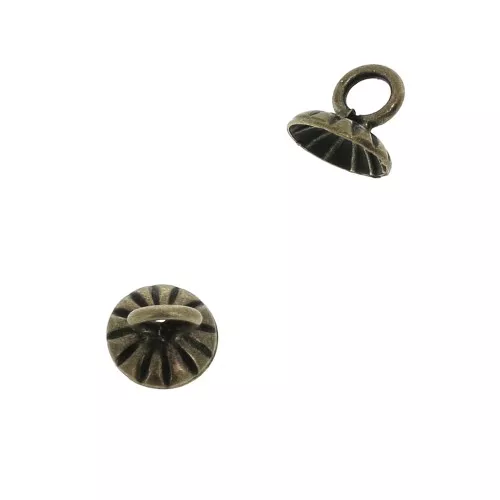 Striated bead cup - Pendant Holder - welded loop - 6 mm Bronze Tone x1