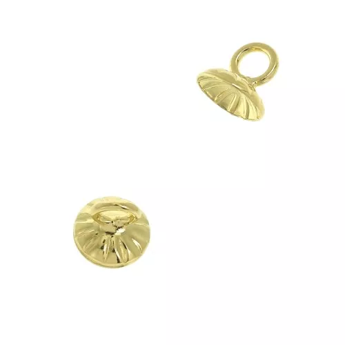 Striated bead cup - Pendant Holder - welded loop - 6 mm fine Gold plated x1