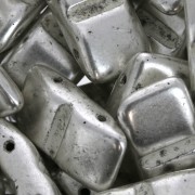 Czech Glass beads Carrier Bead 2 holes 9 x 17 mm Silver Patina x 10|raw }}