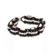 Czech Glass beads Carrier Bead 2 holes 9x17 mm Jet Hematite x10