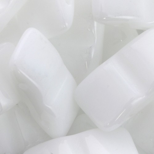 Czech Glass beads Carrier Bead 2 holes 9x17 mm Opaque White x10