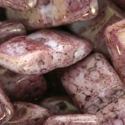 Czech Glass beads Carrier Bead 2 holes 9x17 mm Opaque Luster Rose x10