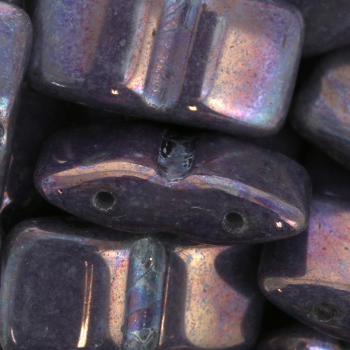 Czech Glass beads Carrier Bead 2 holes 9x17 mmOp White Luster Iris x10