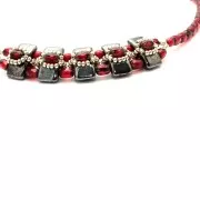 Czech Glass beads Carrier Bead 2 holes 9x17 mm Opaque Dark Travertin x10