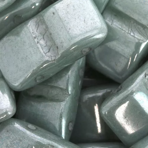 Czech Glass beads Carrier Bead 2 holes 9x17 mm Opaque Green Ceramic Look x10