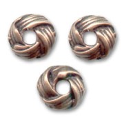 Knot-shaped spacer beads 6x3mm Old Copper tone x5|raw }}
