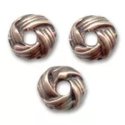 Knot-shaped spacer beads 6x3mm Old Copper tone x5