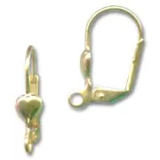 Heart leverback earrings fine Gold plated x2