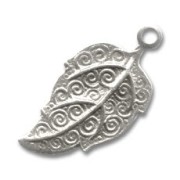 Leaf charms 19mm Old silver tone x4|raw }}